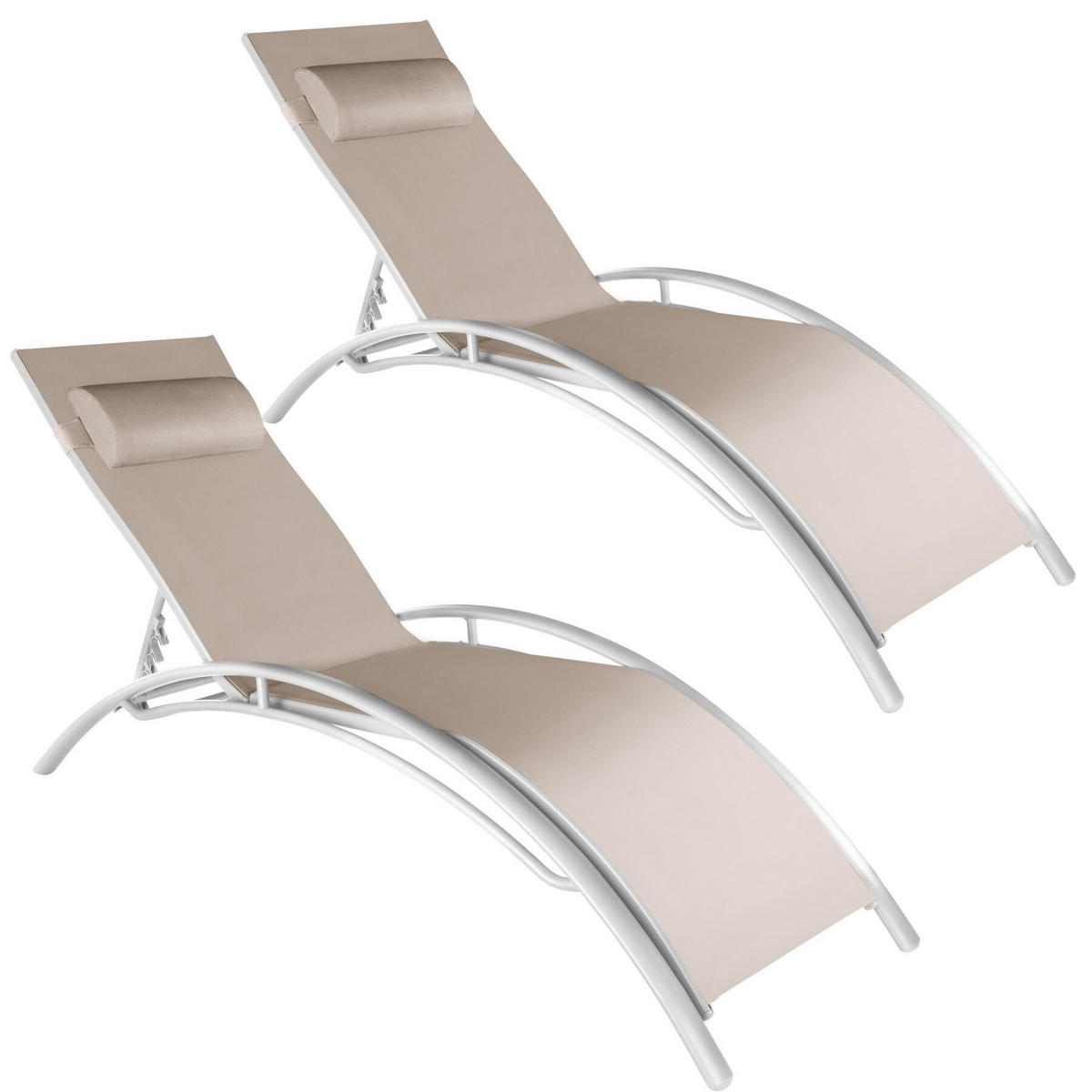 GARTENLIEGE 2er Set Alina,180 x 59 x 50 cm,beige - Beige, Kunststoff (59/81.5/180cm) - tectake