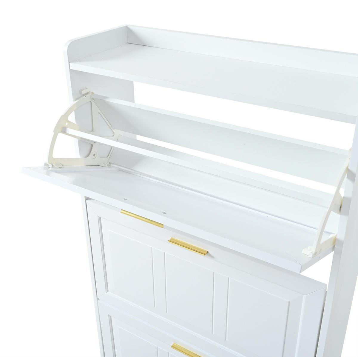 SCHUHSCHRANK aus MDF & Spanplatte 70x24x120cm in Weiß mit Klapptüren - Weiß, Holzwerkstoff (70/120/24cm) - Modfu