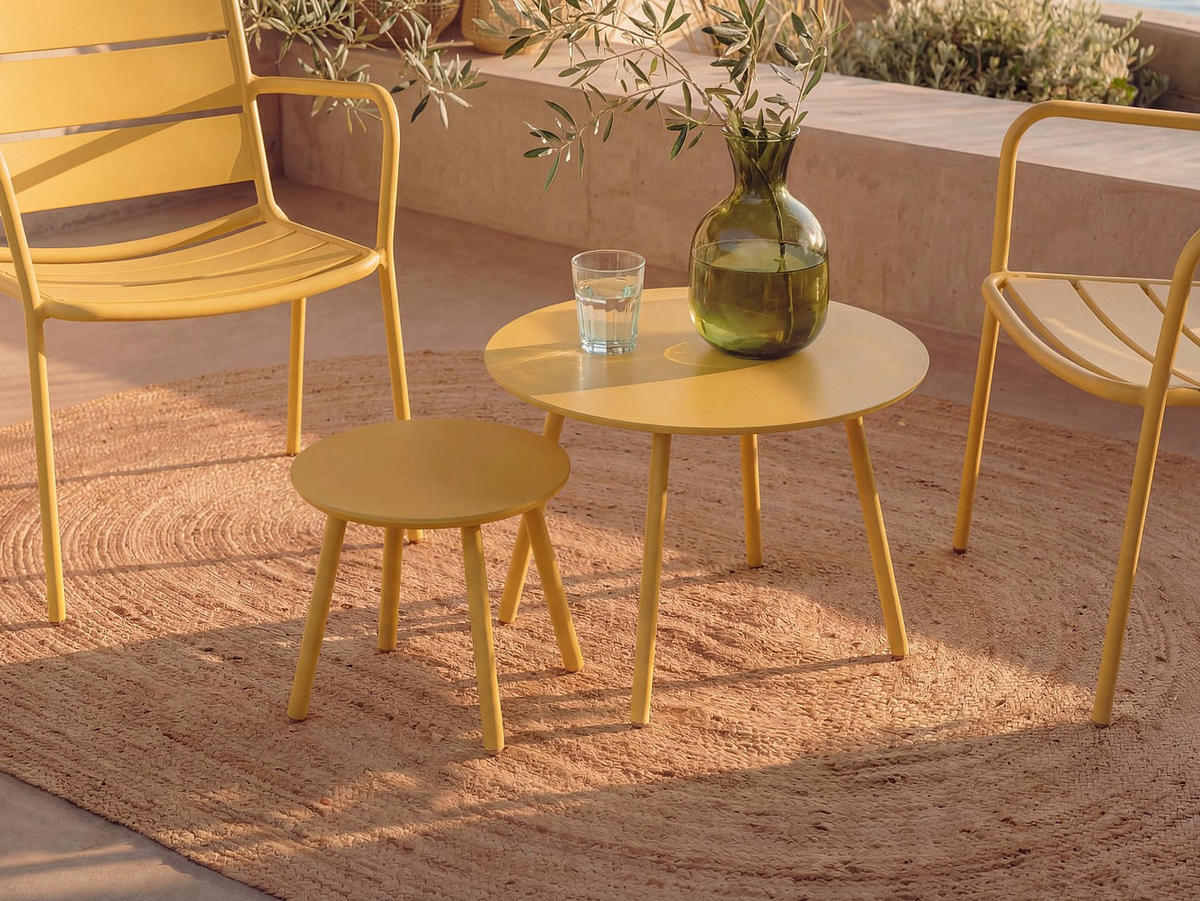 GARTENBEISTELLTISCH - 60 cmcm x 60 cmcm - Metall - Senffarben - MIRMANDE - Dunkelgelb, Metall (60/60/34cm) - Vente-Unique