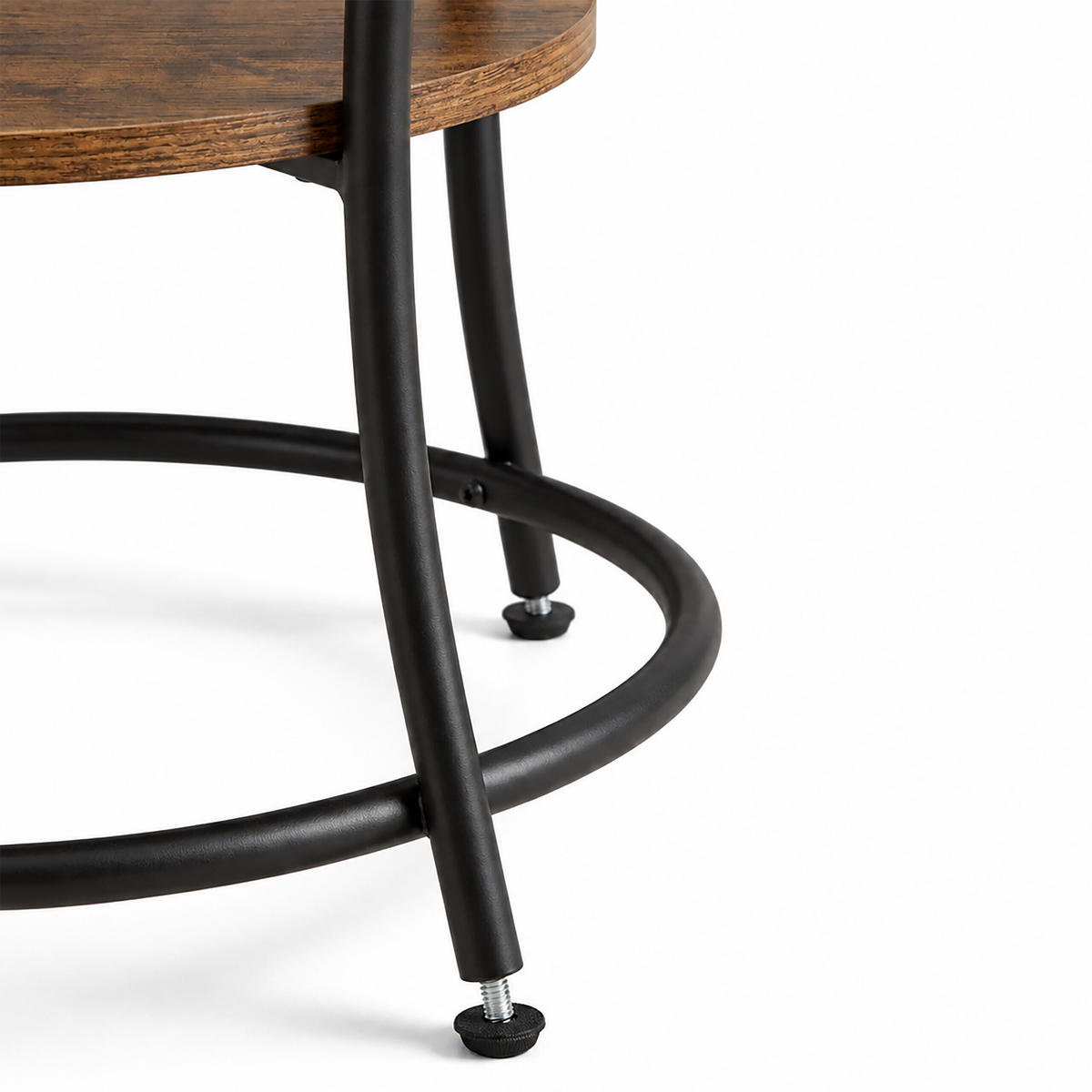 MASĂ maro vintage negru rotundă 2 rafturi 55x55 cm - maro închis, compozit lemnos/metal (55/55/55cm) - Relaxdays