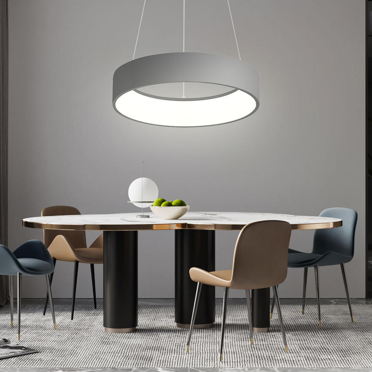 LED HÄNGELEUCHTE Grau Rund Metall - Grau, Metall (45/45/150cm) - Wofi