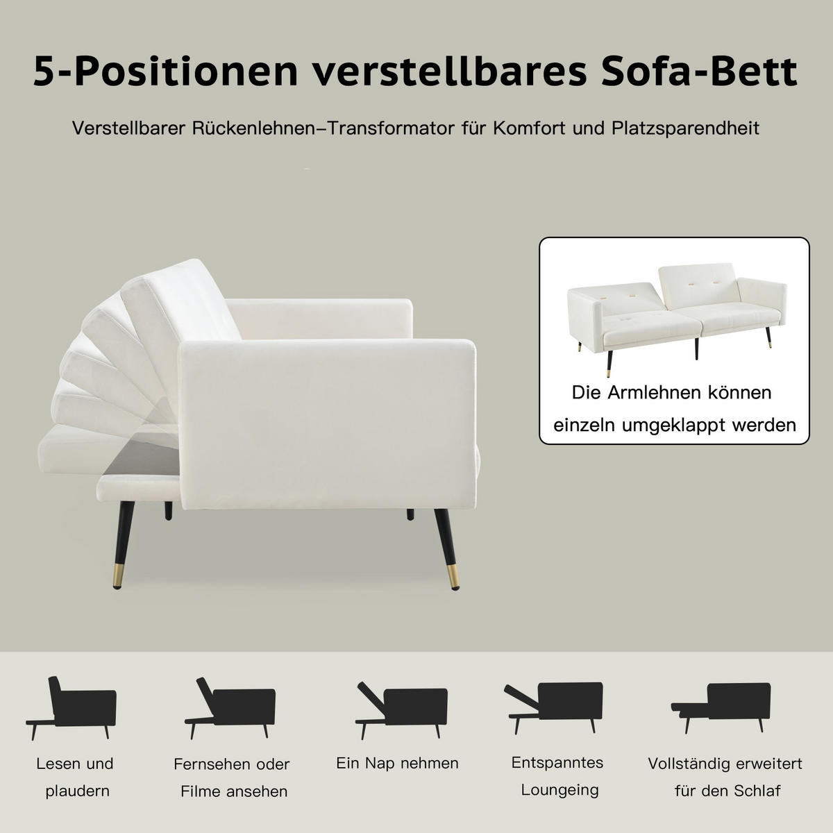 SCHLAFSOFA Zweisitzer mit Schlaffunktion,Klappsofa,Samt,Beige - Beige, Textil (164/70/51cm) - LVHOM