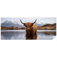 TAPETE - Schottischer Hochländer - Braun - Wasser - 500x200 cm - Braun, Papier (500/200cm) - OnlyWow