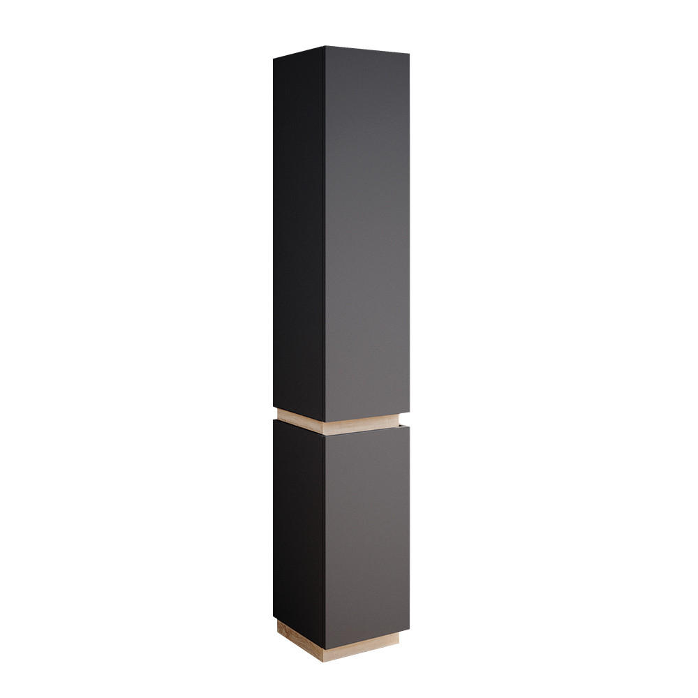 BADSCHRANK Gloria Anthrazit 33 x 197.5 cm mit 2 Türen - Anthrazit/Sonoma Eiche, Holzwerkstoff (33/197.5/35cm) - Vicco