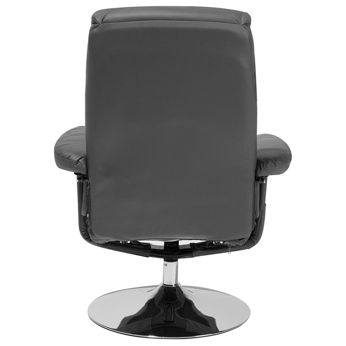 MASSAGESESSEL mit Fußhocker Kunstleder Grau Legend - Grau, Textil/Metall (50/103/80cm) - Beliani