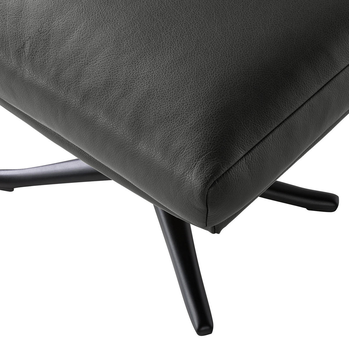 HOCKER mit Kreuzfuß - Schwarz/Grau, Leder/Metall (54/41/41cm) - home24