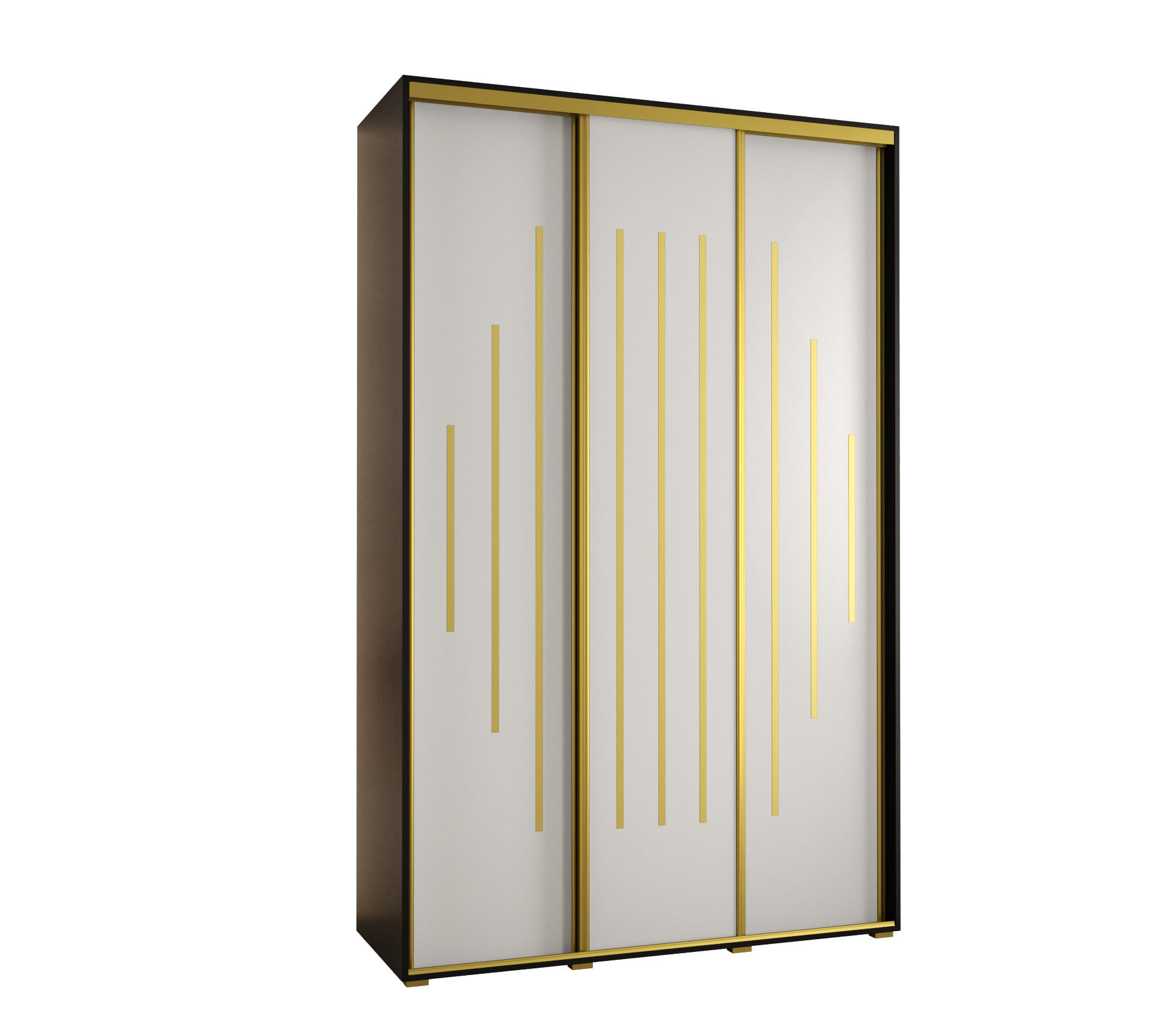 Abiks Möbel Schwebetürenschrank Schwarz, Weiß, Gold 160x235x60 cm