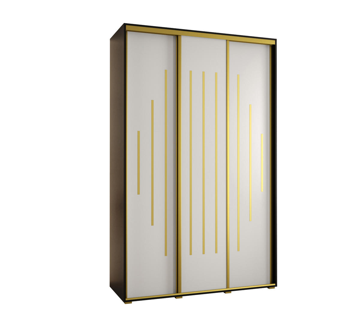 SCHWEBETÜRENSCHRANK 235,2/160/45 3-türig - Goldfarben/Schwarz, Holz/Metall (160/235/45cm) - Abiks Möbel