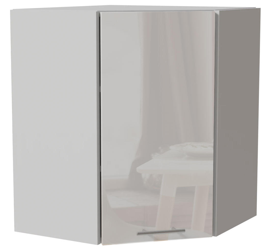 Feldmann-Wohnen Eckhängeschrank Weiß Hochglanz, Weiß 60x72x60 cm