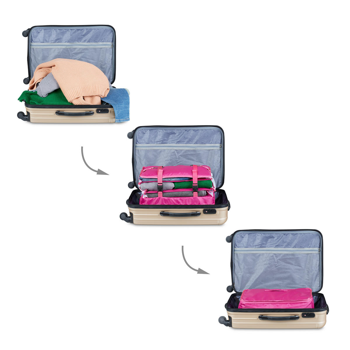 GEPÄCK-ORGANIZER - Pink, Textil/Metall (44/55/30cm) - Relaxdays