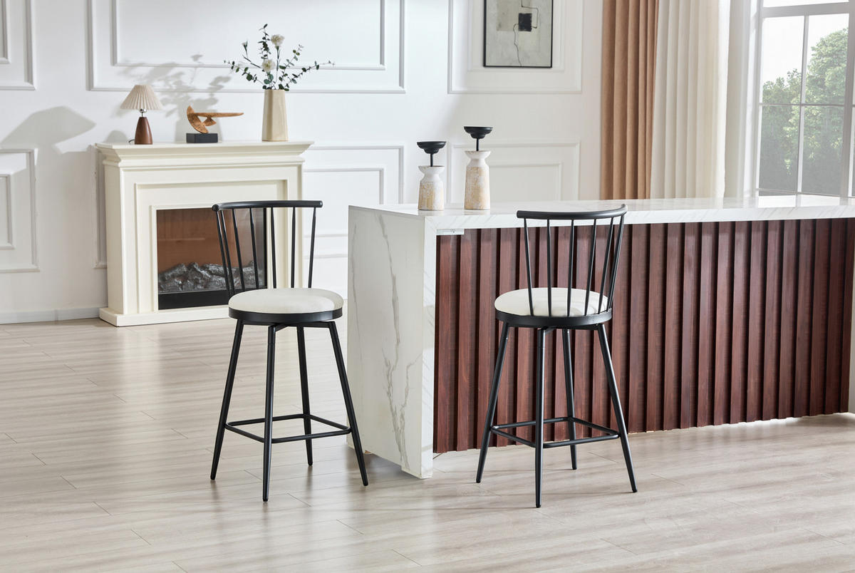 BARHOCKER mit gepolstertem Sitz Metall Weiß - Weiß, Metall (39/96/39cm) - Meubliv