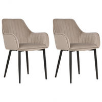 ESSZIMMERSTUHL 2er-Set Samtstoff taupe Wellston - Beige/Schwarz, Textil (60/84/61cm) - Beliani