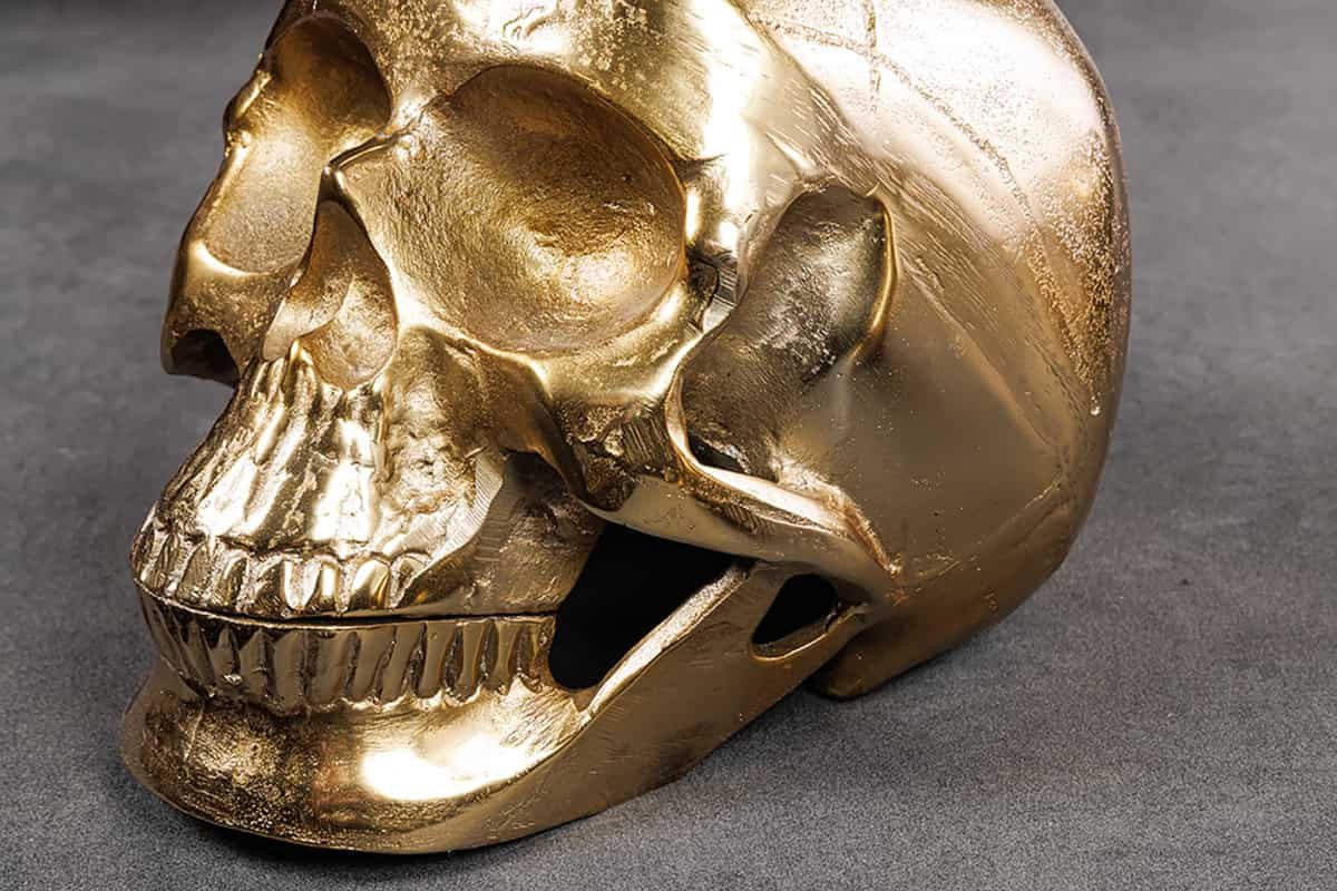 COUCHTISCH SKULL XXL Glas Transparent 90 cm - Transparent/Goldfarben, Glas/Metall (90/90/33cm) - riess-ambiente