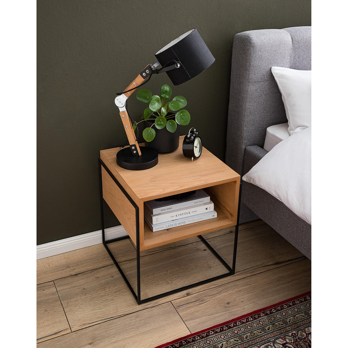 HOME24 Nachttisch Cubus - Braun, Holzwerkstoff/Metall (47/51/47cm) - home24
