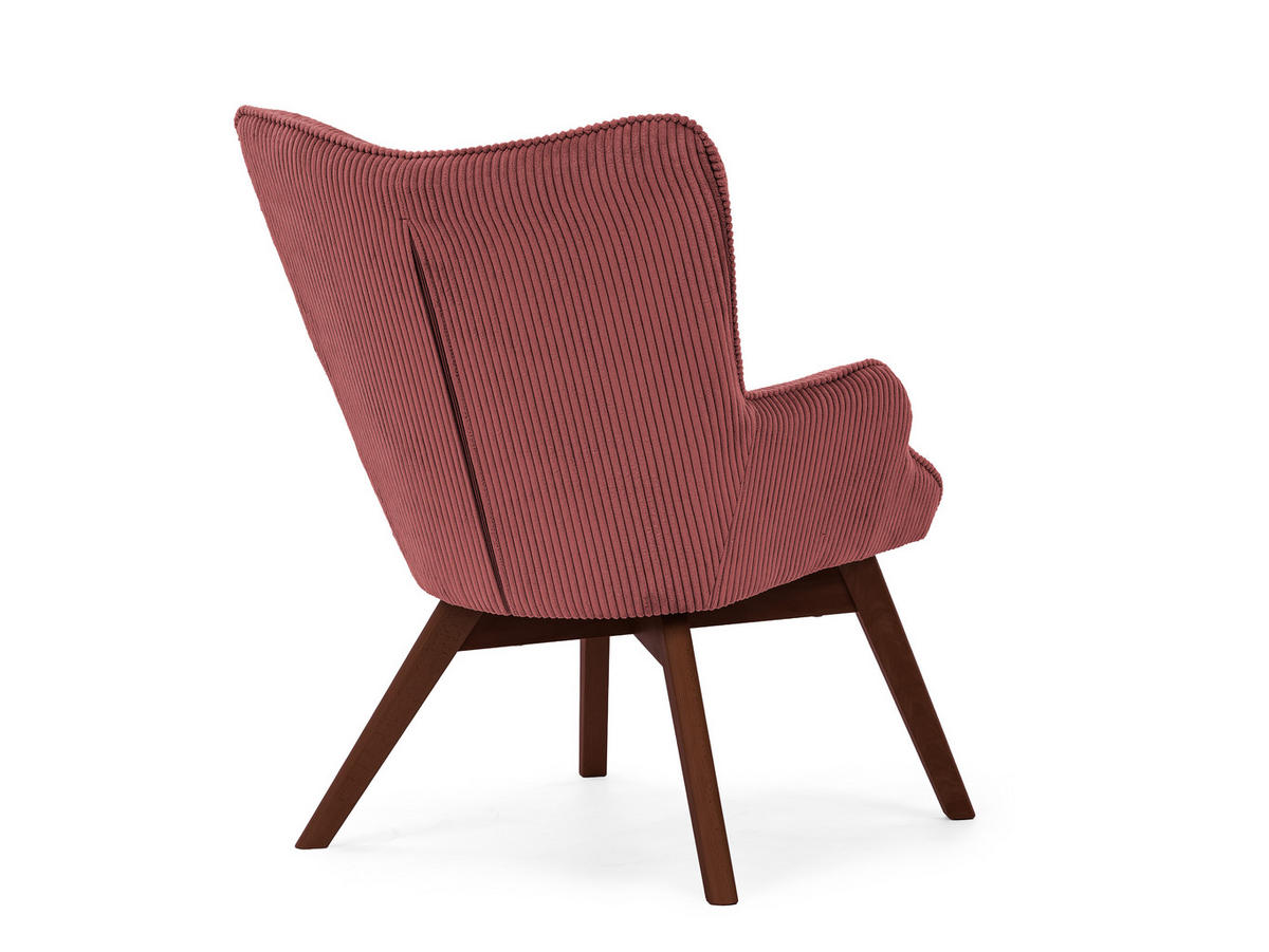 LOUNGESESSEL Lenari Terrakotta Cordstoff mit Füßen in Braun - Terracotta/Braun, Holz/Textil (71/96/86cm) - S-Style Möbel