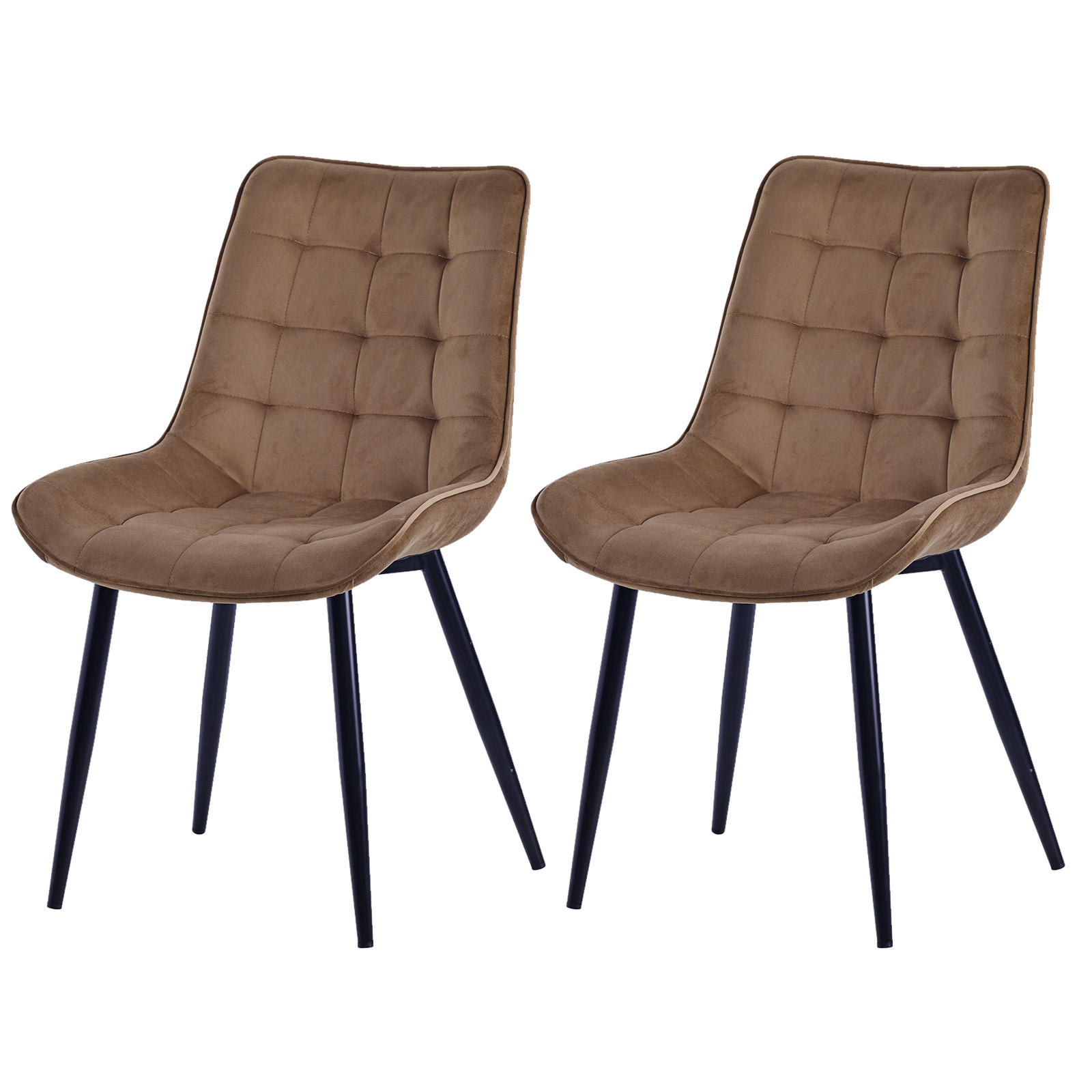 STUHL-SET 2 Stück aus Samt in Modernem Stil-YZ2 - Champagner, Textil (53/88/62.5cm) - HOMAVO