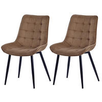 STUHL-SET 2 Stück aus Samt in Modernem Stil-YZ2 - Champagner, Textil (53/88/62.5cm) - HOMAVO