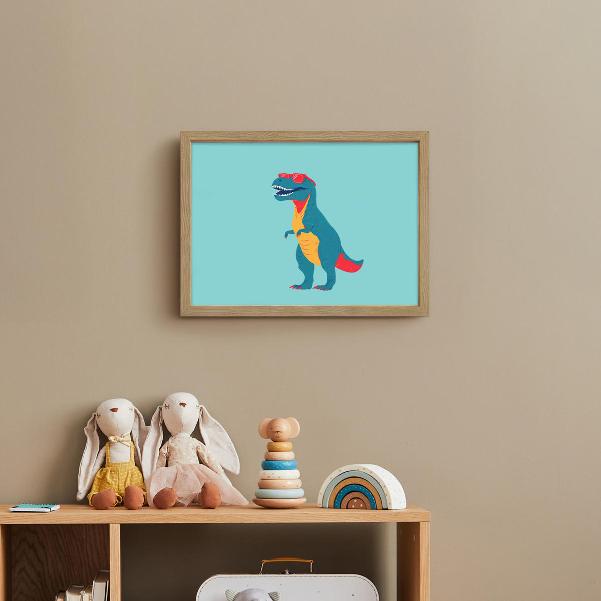 DOBÍJECÍ NOČNÍ LAMPIČKA Dinosaurus - Modrá - Sluneční brýle 40x30 cm - světle modrá, kompozitní dřevo (8/40/30cm) - OnlyWow
