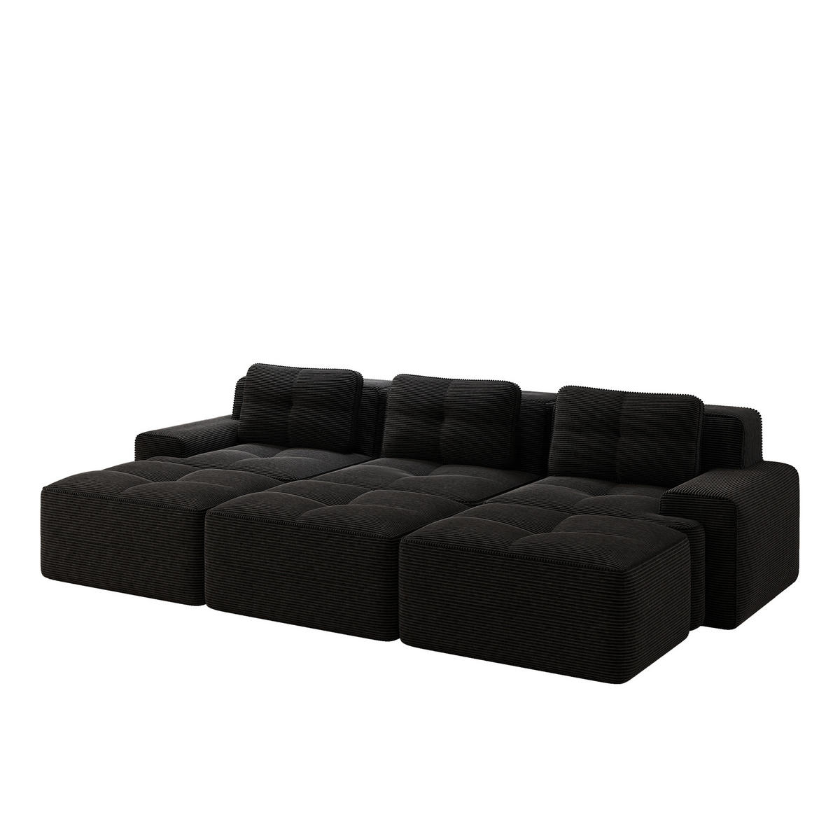 ECKSOFA PANG-K8N4T2 Schwarz - Schwarz, Textil (177/293cm) - PANGIVO