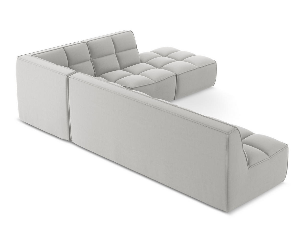 ECKSOFA Beidseitig Samt Stoff Grau - Silberfarben/Schwarz, Kunststoff/Textil (308/258cm) - Makamii