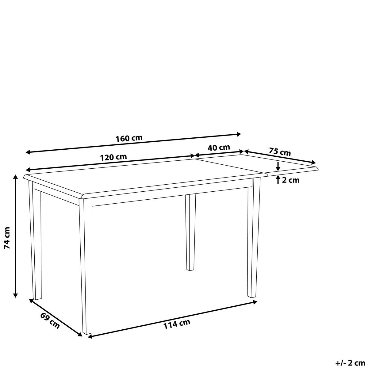 ESSZIMMERTISCH 120-160/75/74 cm Weiß, Hellbraun Rechteckig Louisiana - Weiß, Holz (160/75/74cm) - Beliani