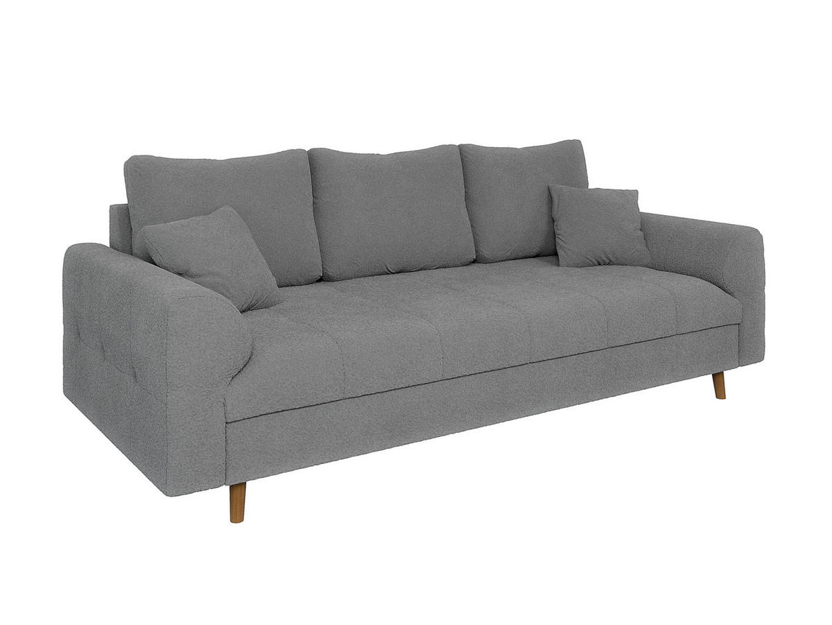 3-SITZER-SOFA Henrik Grau Boucle - Braun/Grau, Holz/Textil (210/81/93cm) - S-Style Möbel