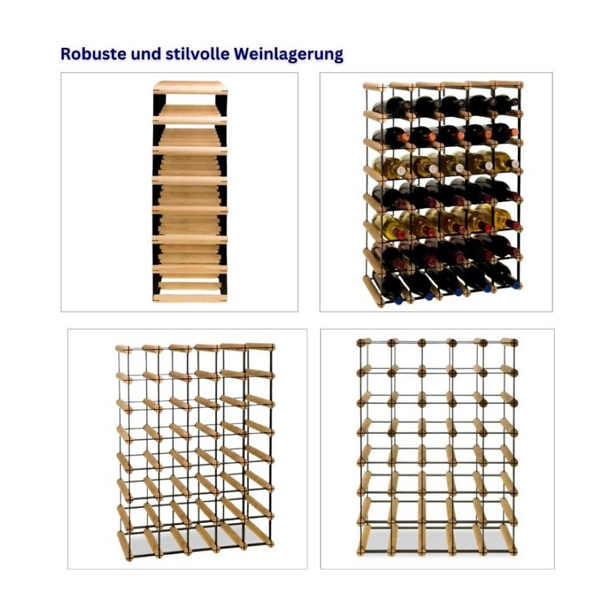WEINREGAL Vinotega Mod Metal 72,5x52,5x24,5 cm 5x7 Flaschen Massives Kiefernholz Braun Geölt - Braun, Holz (52.5/72.5/24.5cm) - PROREGAL