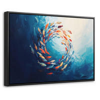 LEINWAND Bilder mit Rahmen - Meer - Fische - Bunt - Dynamisch - 30x20 - Hellblau, Textil (30/20cm) - MuchoWow