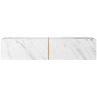 TV stolek Bisira bílý mramorový dekor Egger / zlatý 140/30/32 cm - bílá, kompozitní dřevo (140/30/31.6cm) - Selsey