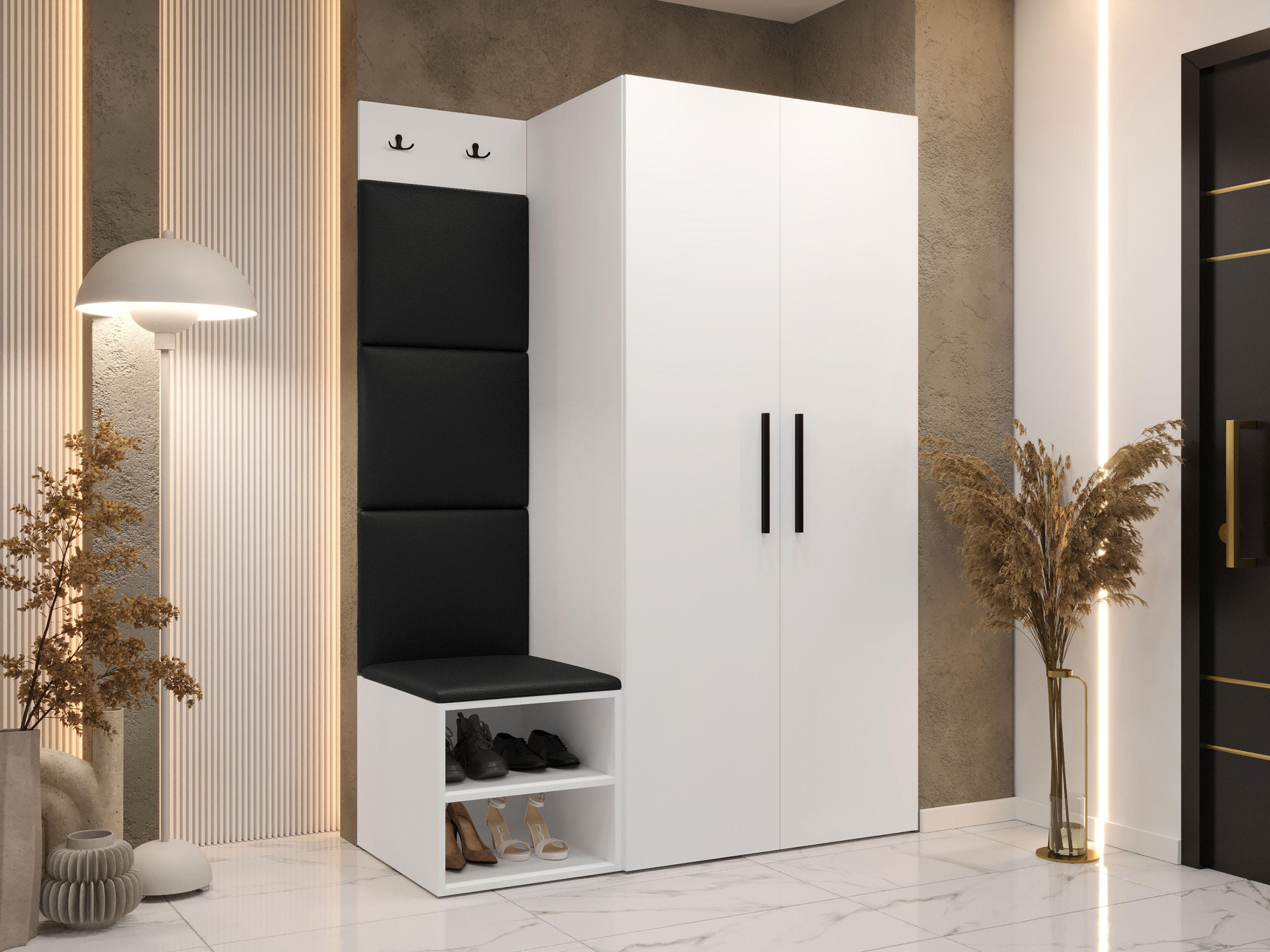 GARDEROBEN-SET Medi IV - Schwarz/Weiß, Holzwerkstoff/Kunststoff (80/191/50cm) - MIRJAN24