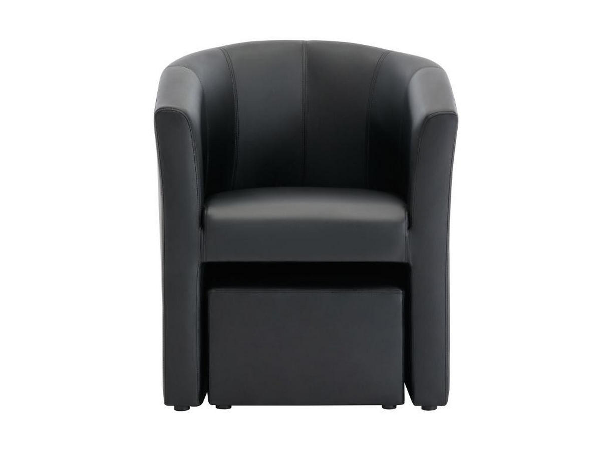 LOUNGE-SESSEL & Hocker - Kunstleder - Schwarz - JOVANA - Schwarz, Leder (64/74/65cm) - Vente-Unique