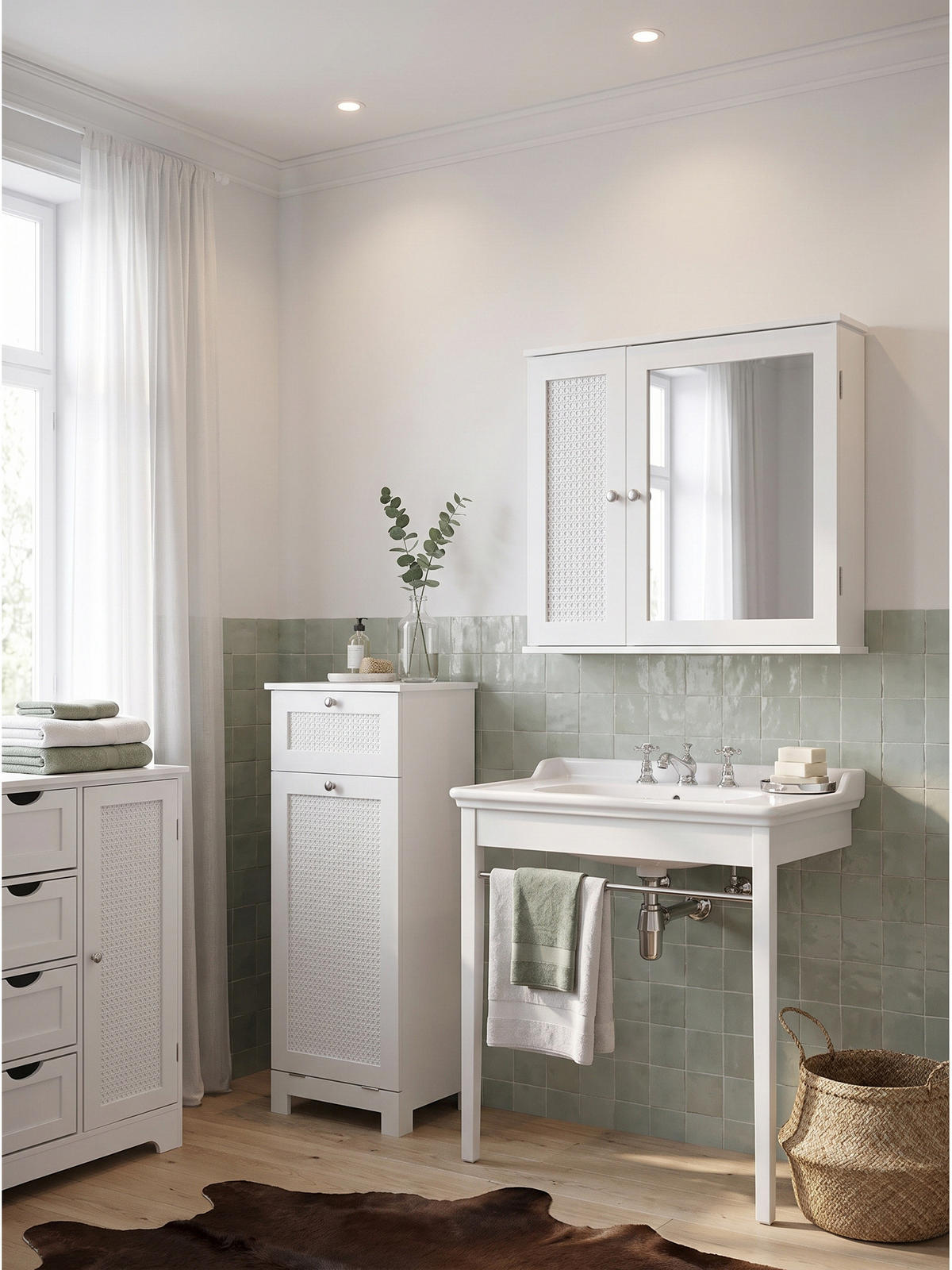 WANDSCHRANK ADOUR, MDF, mit Stauraum, Weiß, 60 x 15 x 50 cm - Weiß, Holzwerkstoff/Metall (60/50/15cm) - KADIMA DESIGN