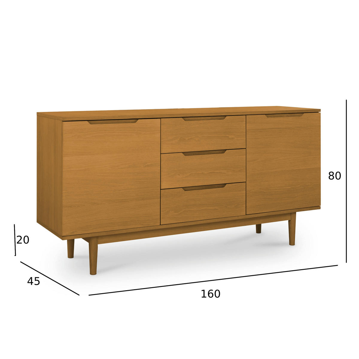 SIDEBOARD Wildeiche - Honigeiche/Eichefarben, Holz/Holzwerkstoff (160/80/45cm) - Furnhouse
