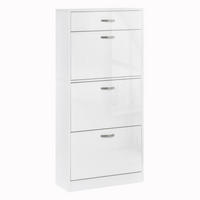 SCHUHSCHRANK DE-14975 3 Klapptüren & Schublade Weiß - Weiß, Holzwerkstoff (62/135/24cm) - ComfortXL