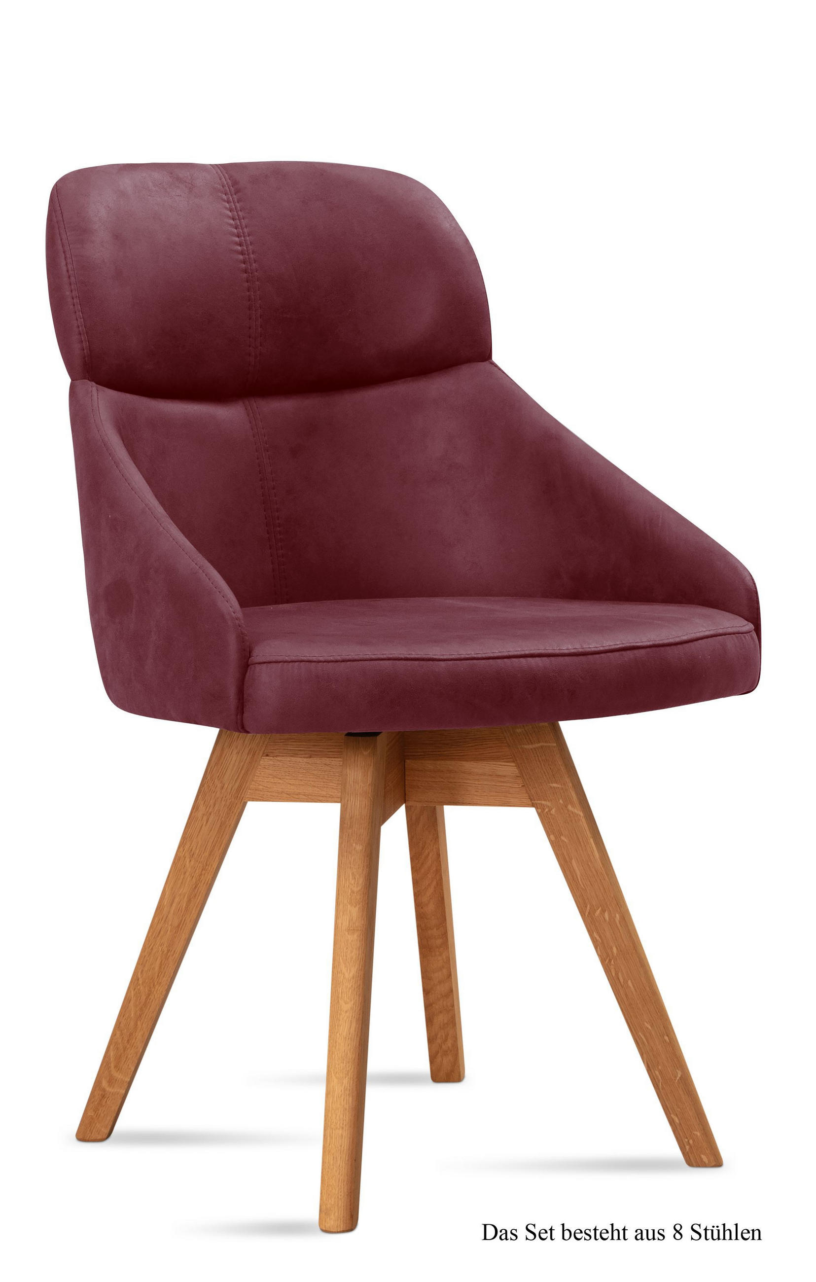 ESSZIMMERSTUHL drehbar (8er-Set) Drala 52x82x63 Eiche geölt/Marsala - Eichefarben/Brombeere, Kunststoff (63/82/52cm) - 58aufmkessel