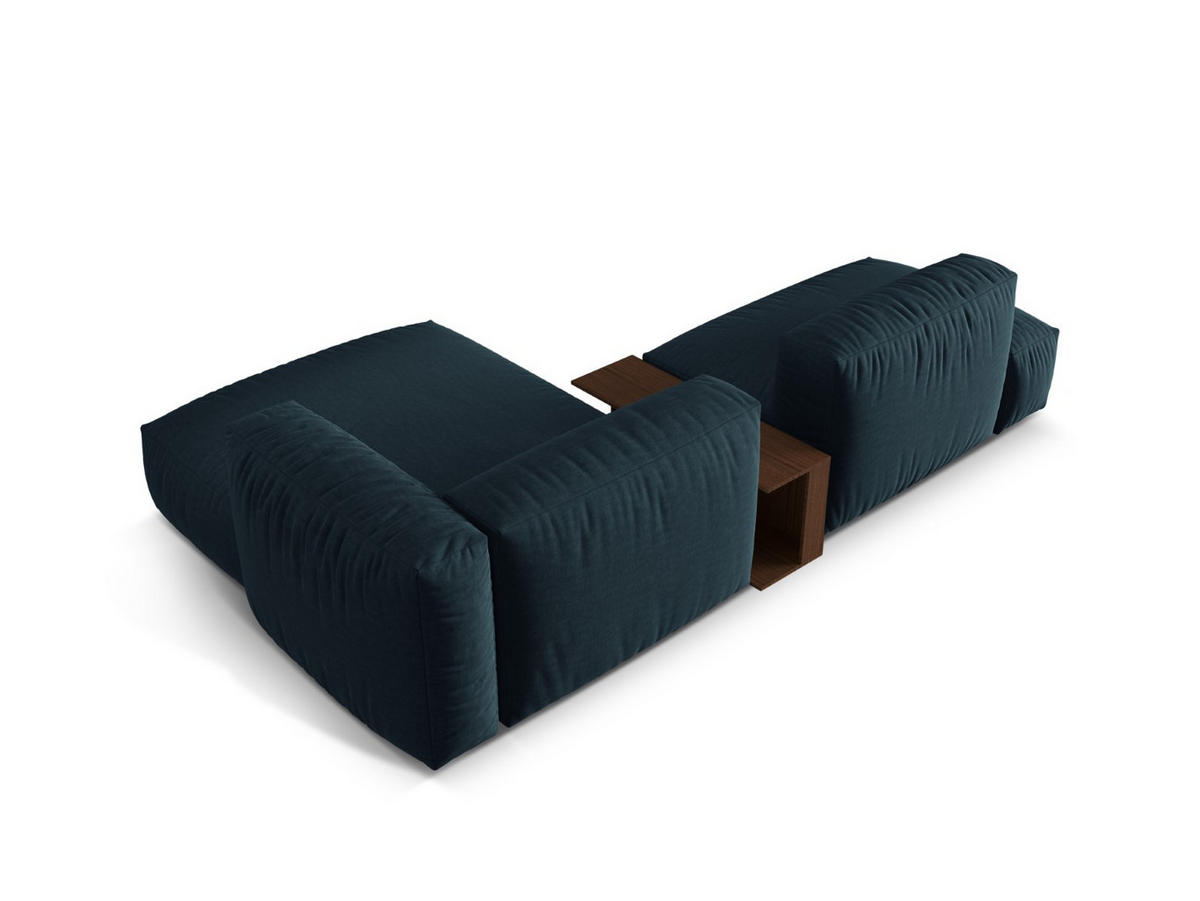 ECKSOFA modular rechts Martina aus strukturiertem Stoff jeansblau 2 Sitzplätze - Blau, Textil (176/285cm) - Micadoni