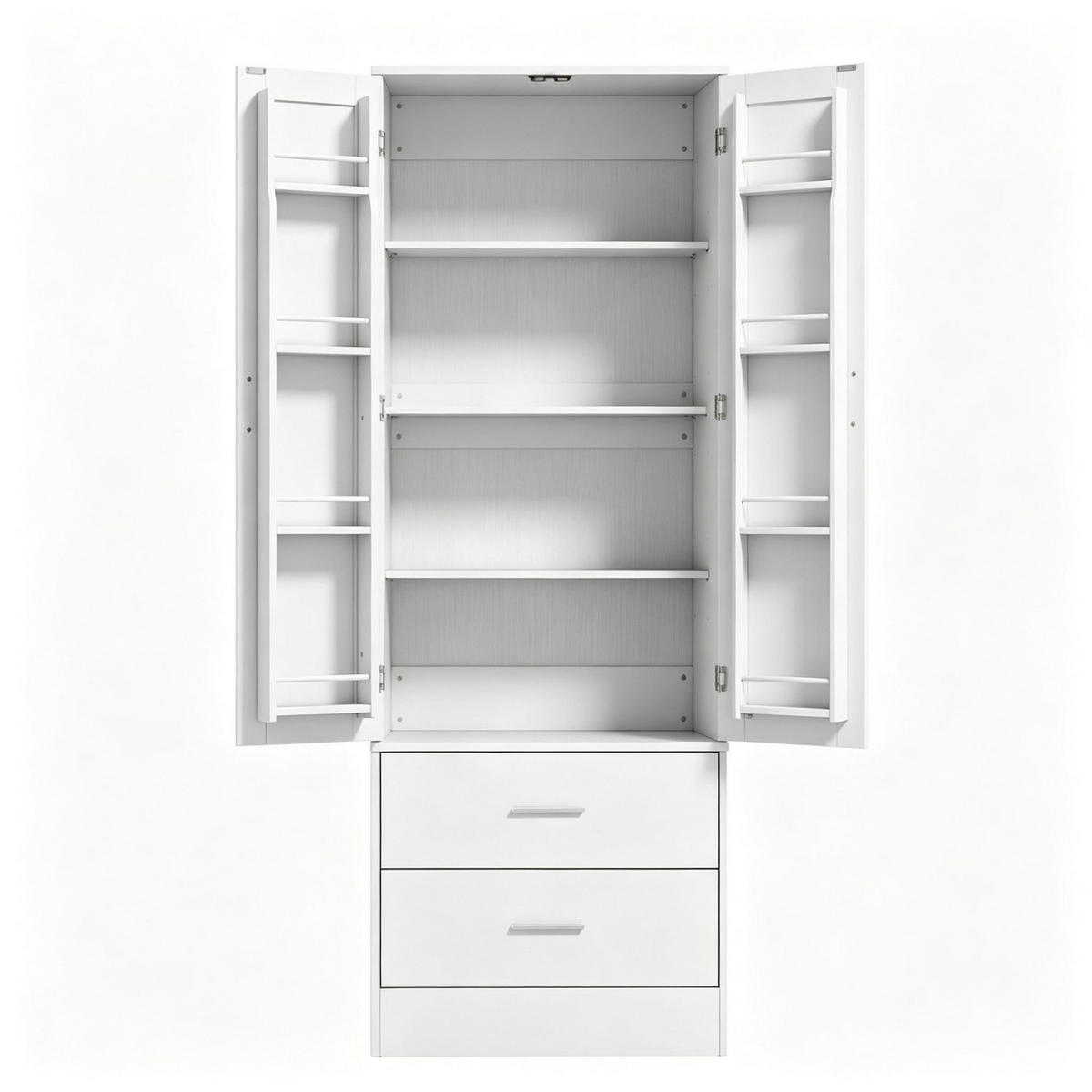 HIGHBOARD DE-38832 60/40/159 cm 2 Türen und 8 Gewürzfächer Weiß - Weiß, Holzwerkstoff (60/159/40cm) - ComfortXL