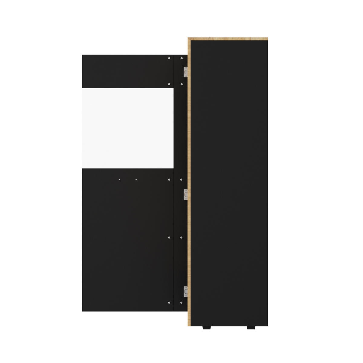 SCHRANK 80/40/146 cm schwarz/natur aus Spanplatte mit LED - Schwarz, Holzwerkstoff (80/146/40cm) - OKWISH