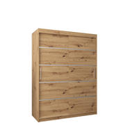 SCHWEBETÜRENSCHRANK 200/150/62 2-türig - Silberfarben/Eiche Artisan, Holz/Kunststoff (150/200/62cm) - MÖBEL KRYSPOL