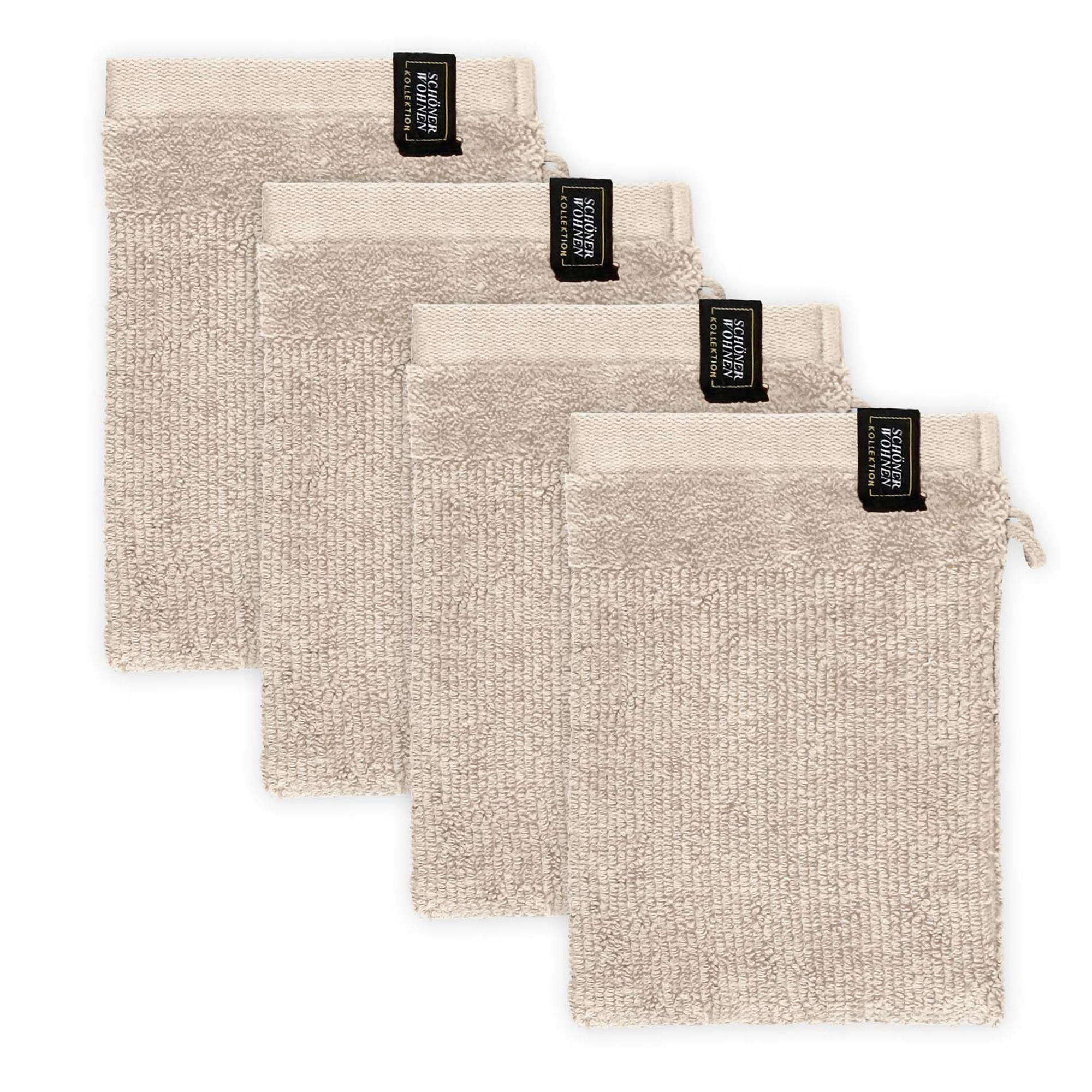 WASCHANDSCHUH BAUMWOLLE SENSE 4ER SET - Beige, Textil (16/21cm) - Schöner Wohnen