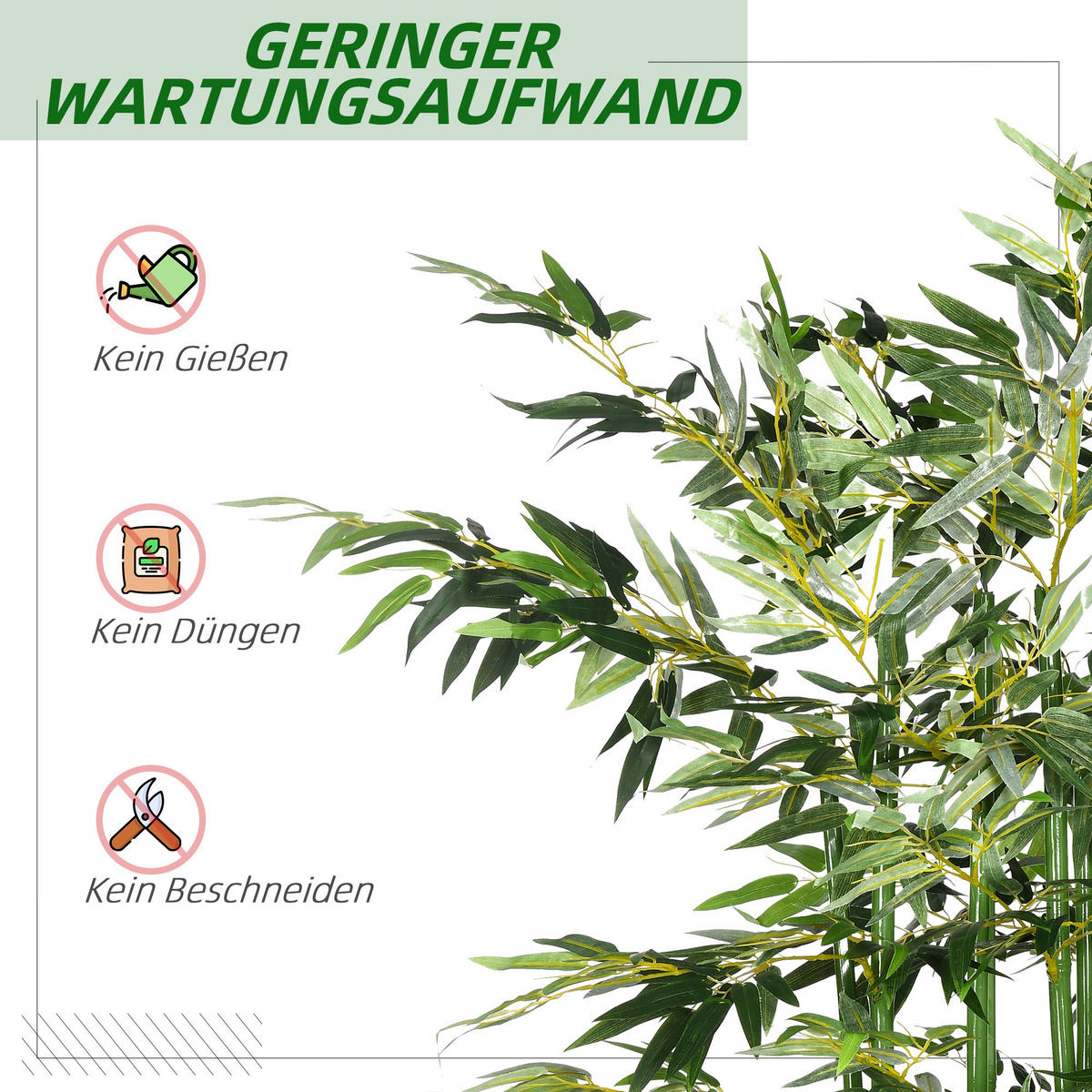 KÜNSTLICHER BAMBUS 180 cm, Grün - Grün, Kunststoff (180cm) - HOMCOM