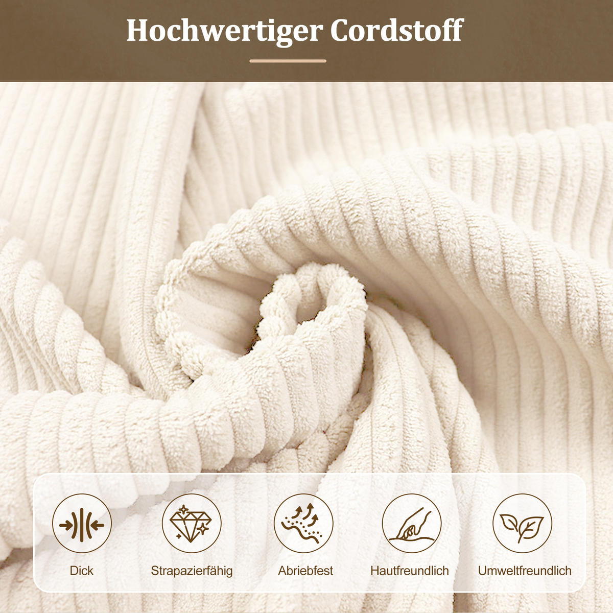 POLSTERBETT 180/200 cm in Beige mit Bettkasten und Lattenrost Cord Blockdesign - Beige, Holzwerkstoff/Textil (180/200cm) - STILVORA