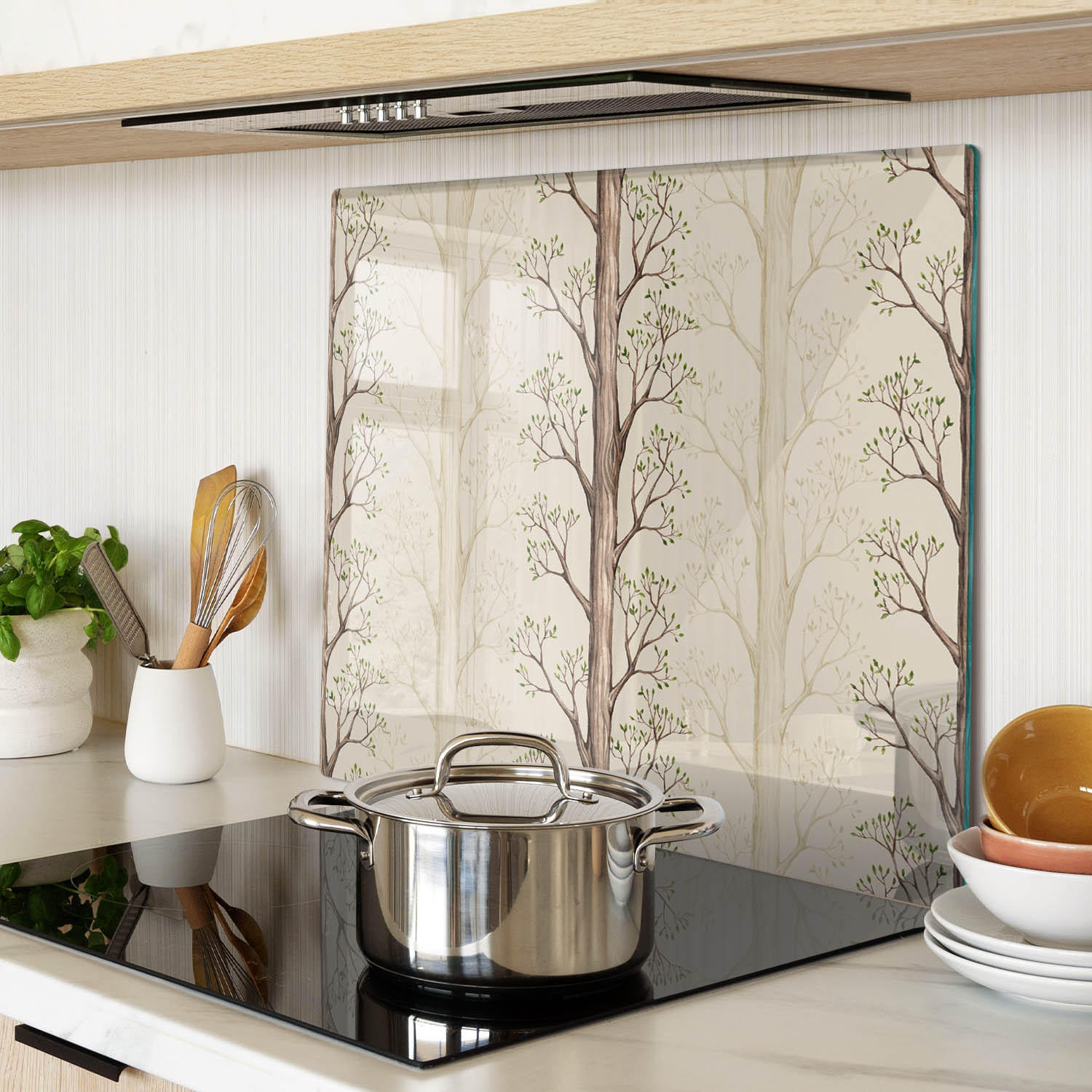 GLASPLATTE 60x52 cm Bäume - Braun, Glas (60/0.4/52cm) - TULUP