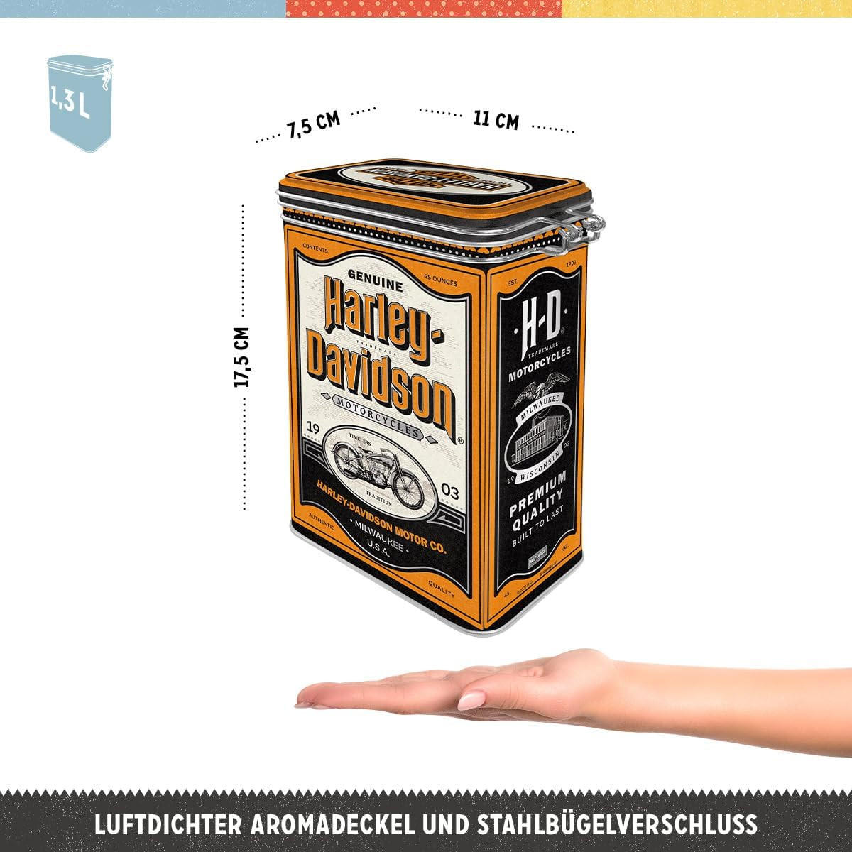 AROMADOSE Harley-Davidson Genuine Motorcycles Milwaukee - Multicolor, Metall (11/17.5/7.5cm) - Nostalgic-Art