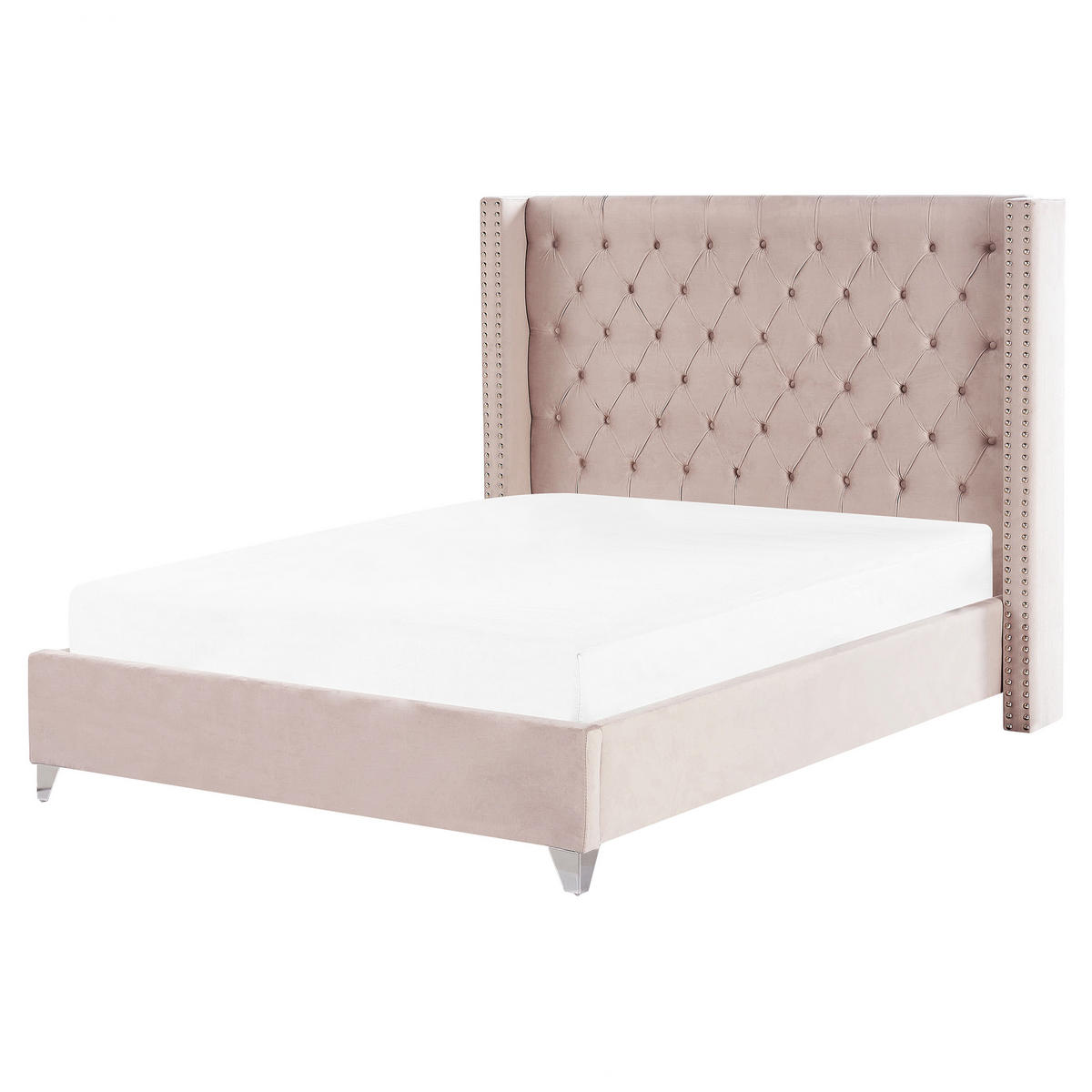 POLSTERBETT 160/200cm Pastellrosa Lubbon - Pink, Textil (160/200cm) - Beliani