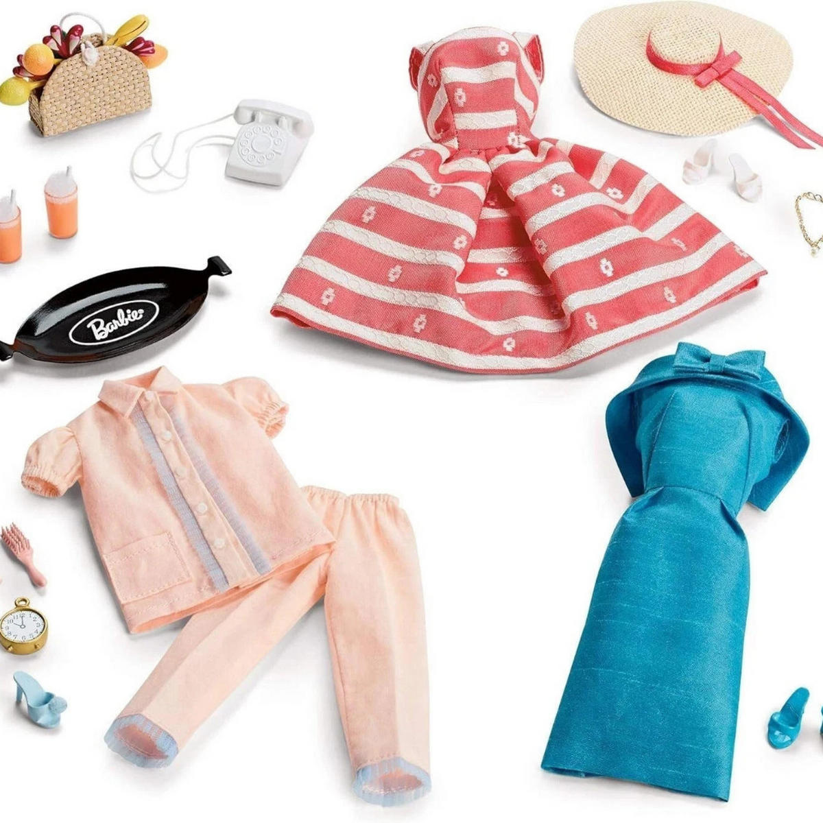 PUPPENHAUS Retro Villa Barbie Haus 1962 Möbelset - Gelb, Holz - Barbie