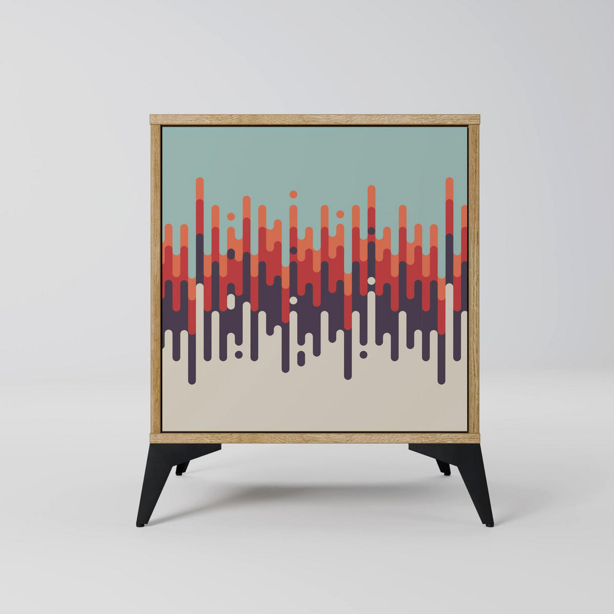 SIDEBOARD CHROMA CONTOURS, Eichefarben, 57,5x42x75,5 cm, Goldfarbene Metallfüße - Eichefarben/Goldfarben, Holzwerkstoff/Metall (57.5/75.5/42cm) - SpaceRebels