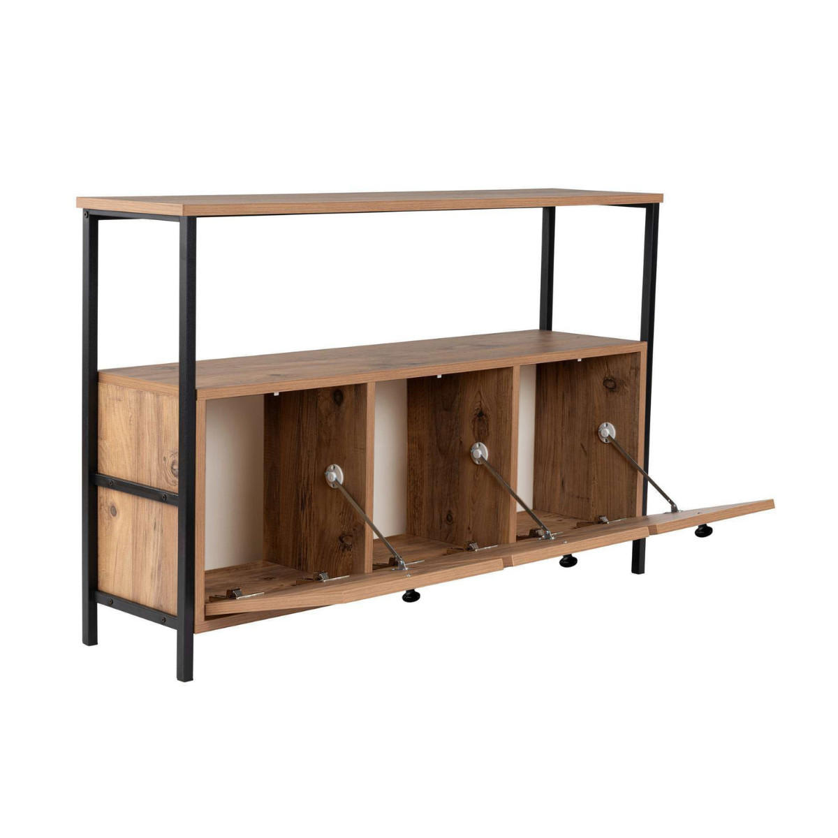 SIDEBOARD mit 3 Türen und 1 oberer Ablagefläche 120/29,5/77 cm - Schwarz/Kieferfarben, Holzwerkstoff (29.5/77/120cm) - Calicosy