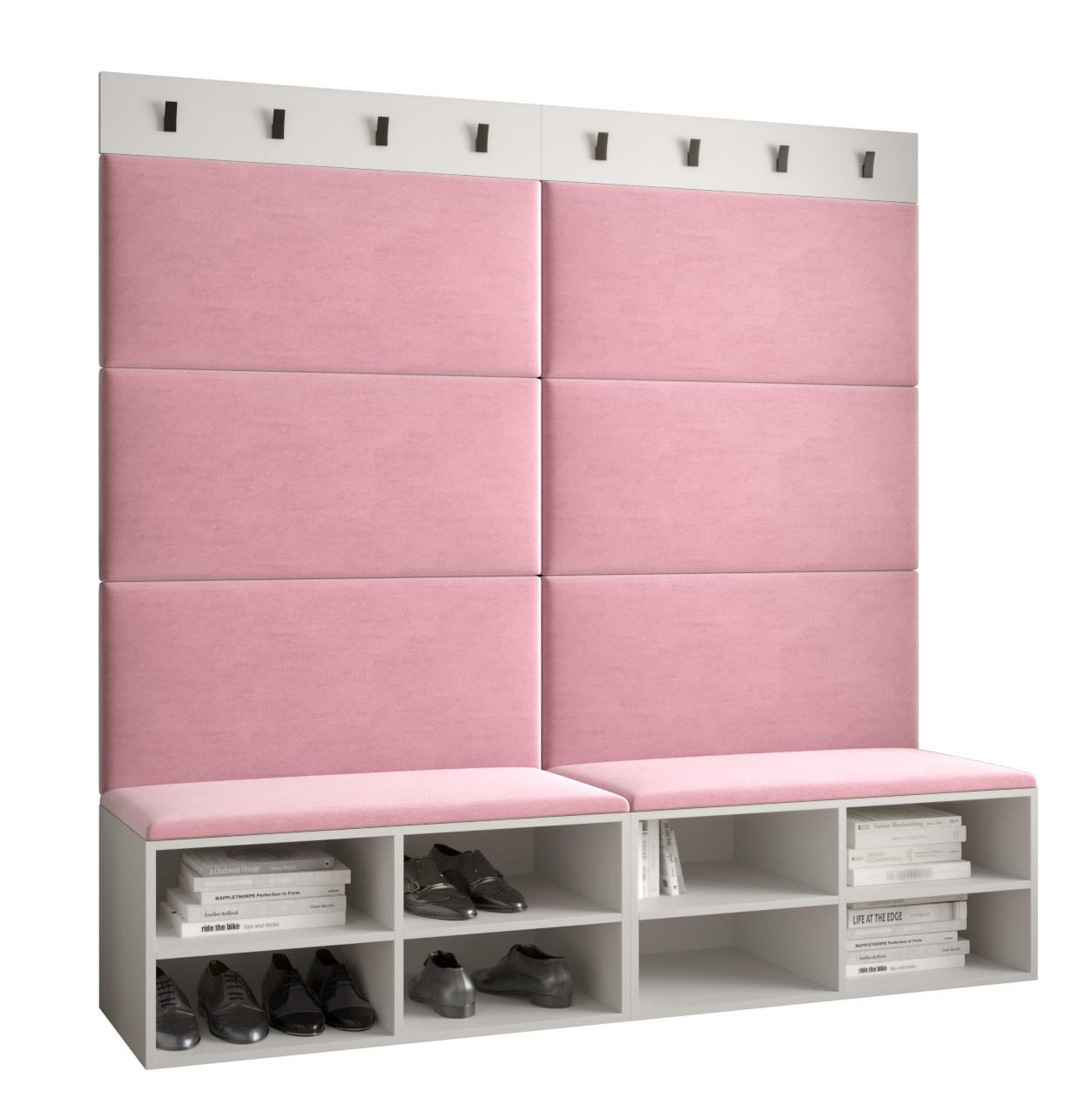 Möbel Kryspol Garderoben-Set Weiß, Pink 168x184x42 cm