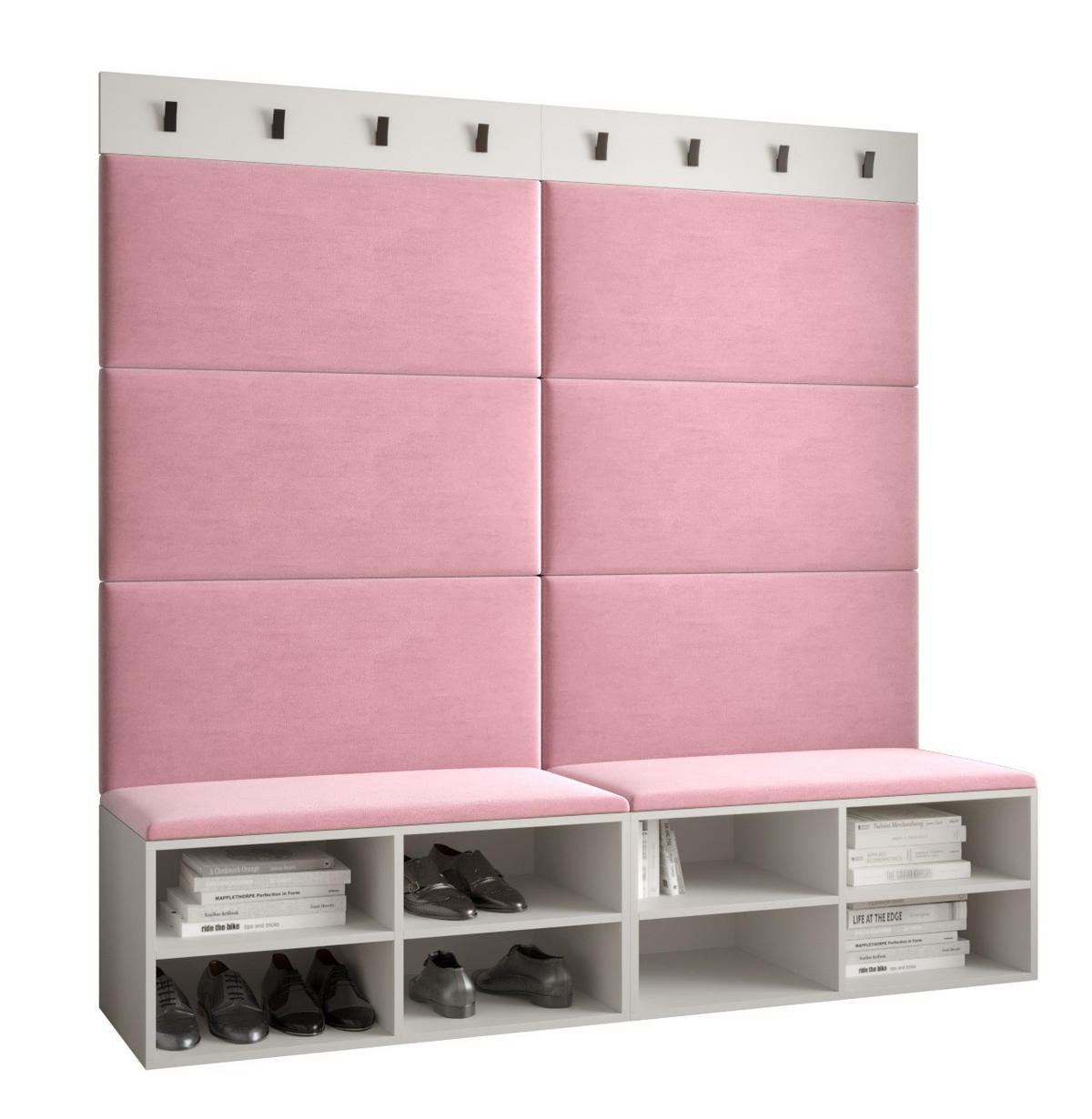 GARDEROBEN-SET 168/184/42 - Pink/Schwarz, Holz/Kunststoff (168/184/42cm) - MÖBEL KRYSPOL